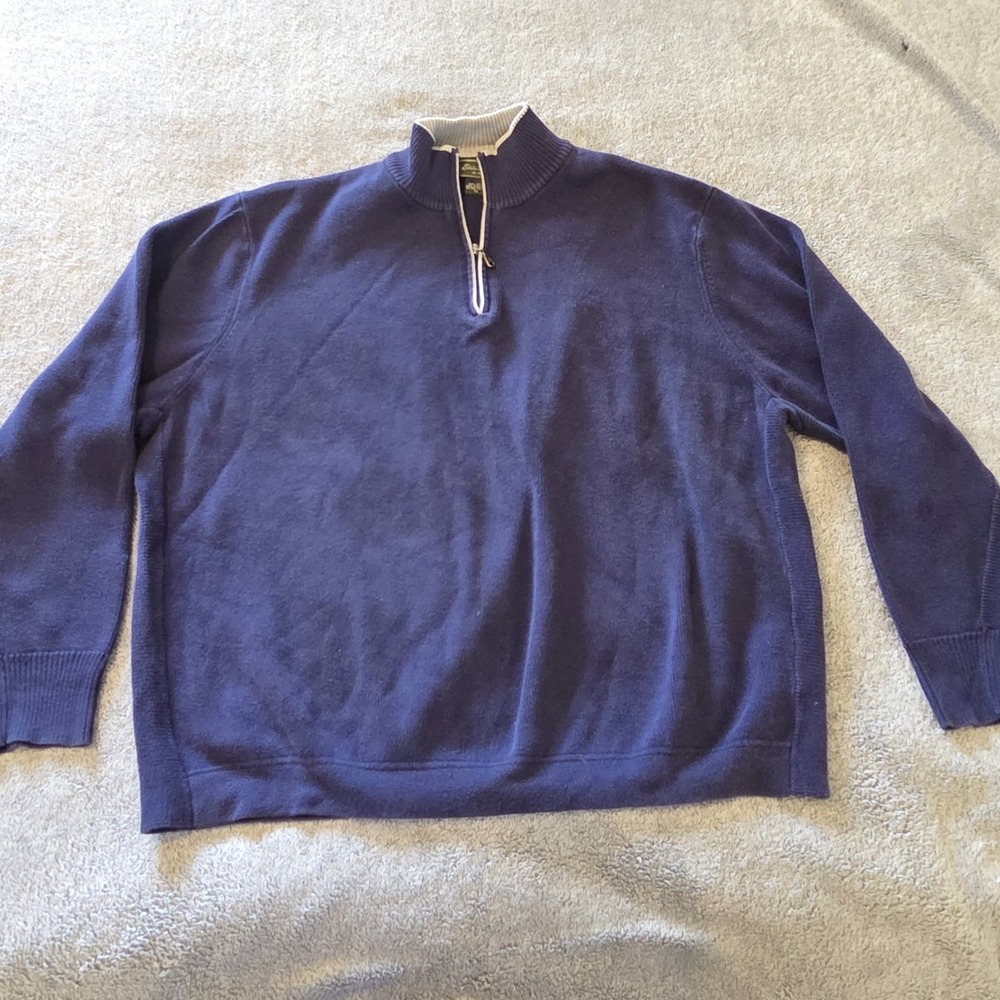 Eddie Bauer Navy Blue 1/4 Zip Pullover Men's XL Long Sleeve Mock Neck Basic